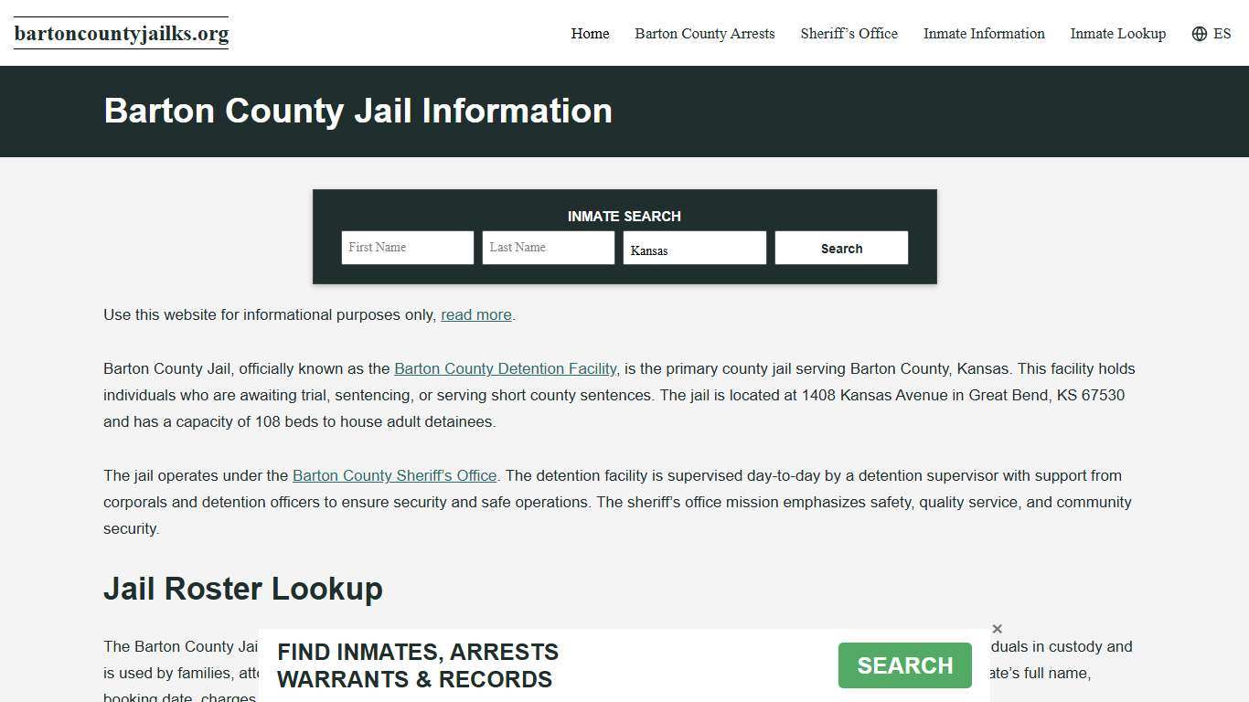 Barton County, KS Jail Roster, Inmate Info